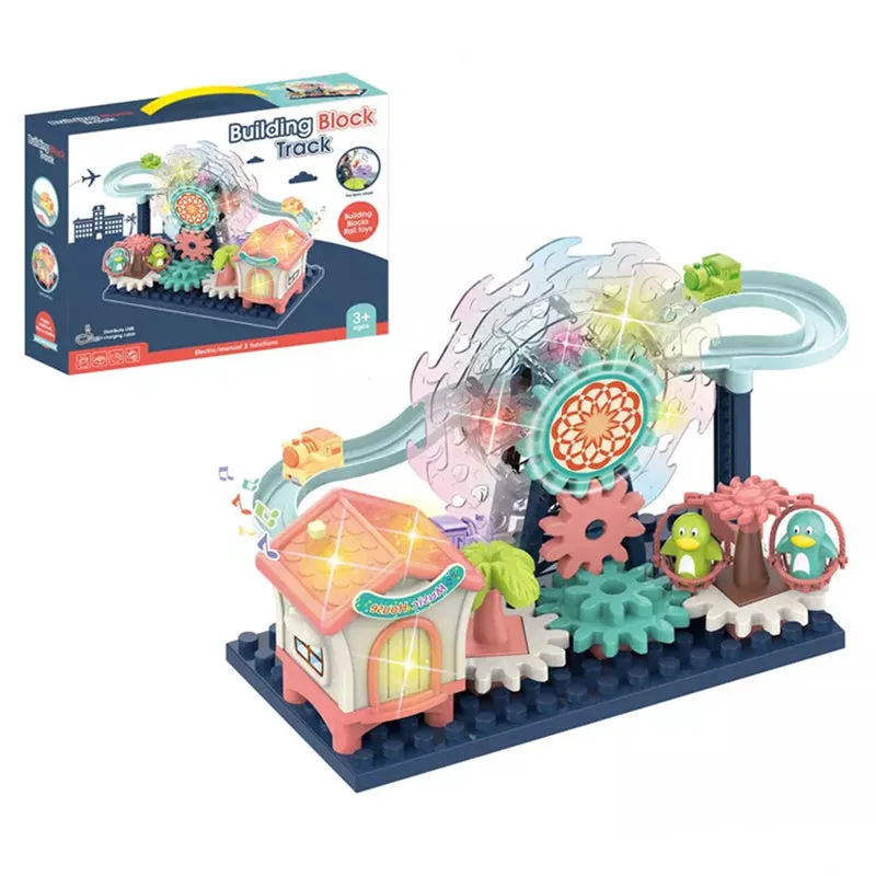 Creative DIY Gear Race Track Building Blocks Toys