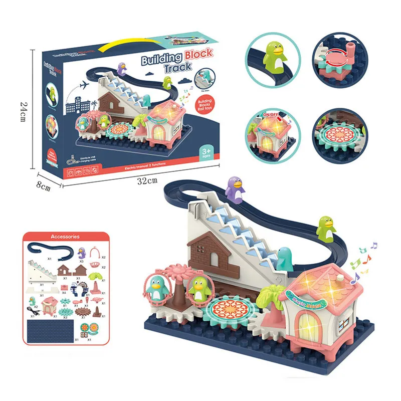 Creative DIY Gear Race Track Building Blocks Toys