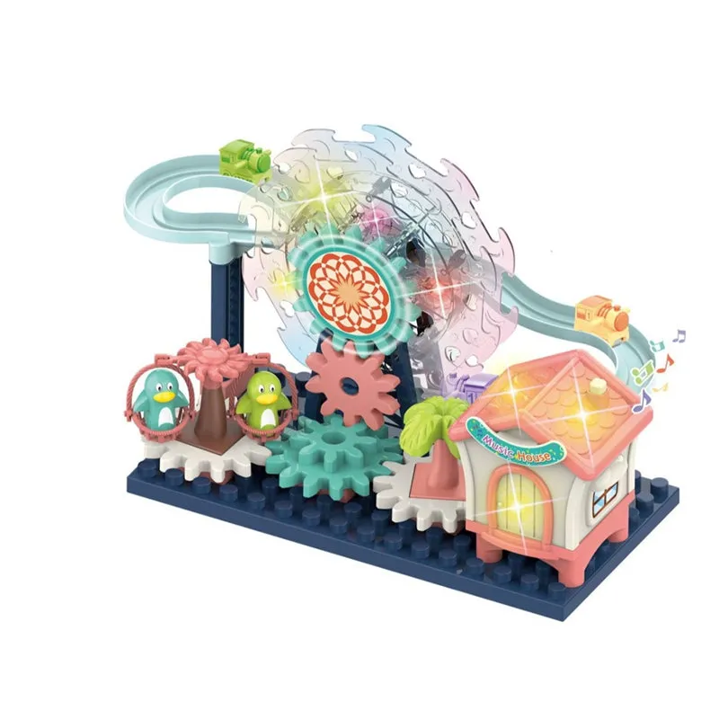 Creative DIY Gear Race Track Building Blocks Toys