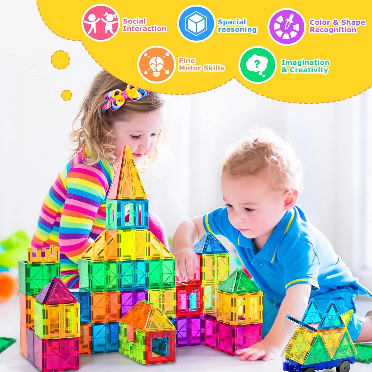DIY Magnetic Construction Blocks - 77 pieces