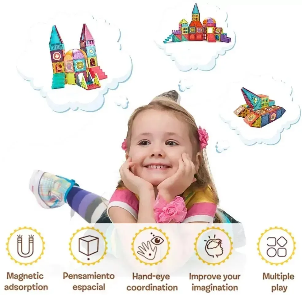 DIY Magnetic Construction Blocks - 77 pieces