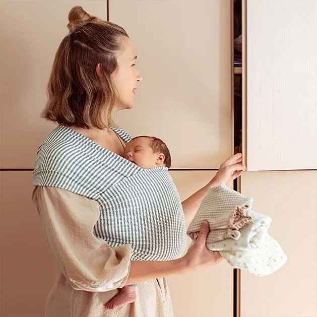 Ergobaby Aura Baby Wrap in Navy Gingham Stripe