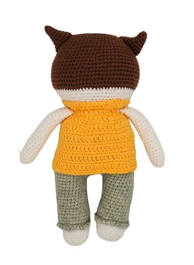 Handmade Natural Cotton Crochet Cat Toy Doll for Kids and Adults, Cat B, 25cm