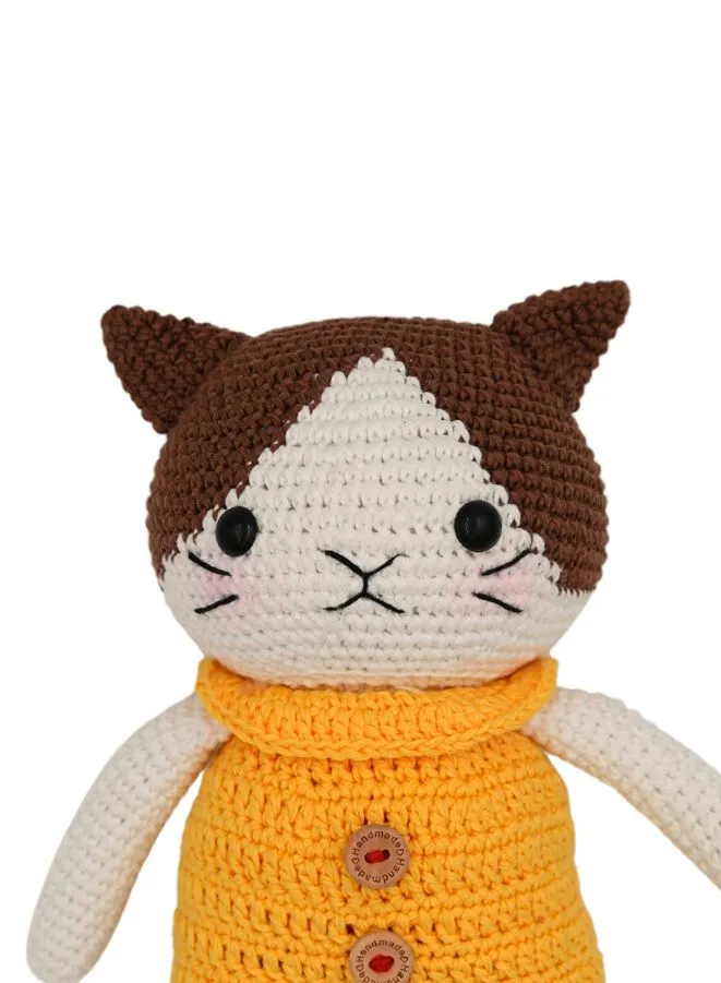 Handmade Natural Cotton Crochet Cat Toy Doll for Kids and Adults, Cat B, 25cm