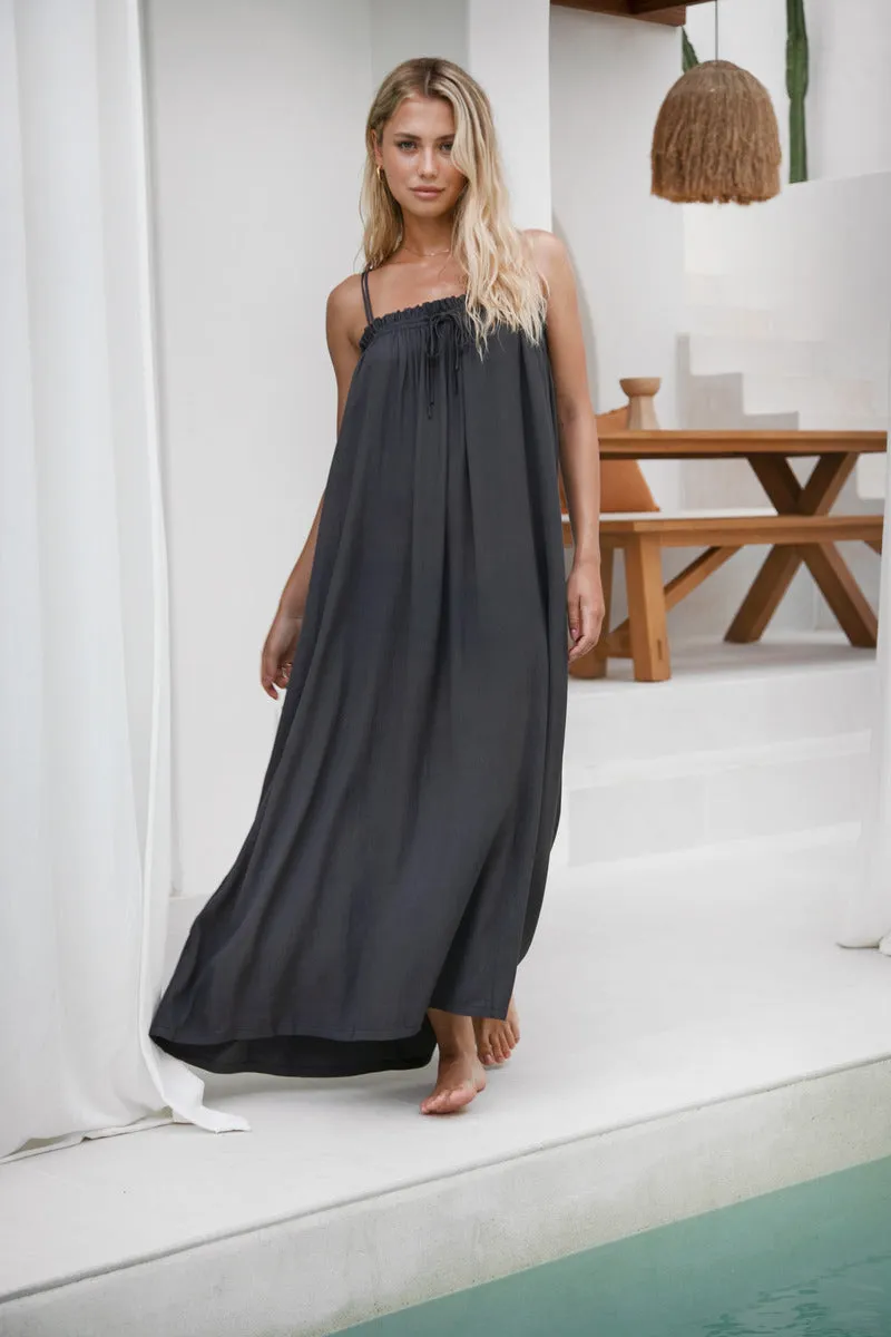 IN HARMONY MIDI DRESS - CHARCOAL