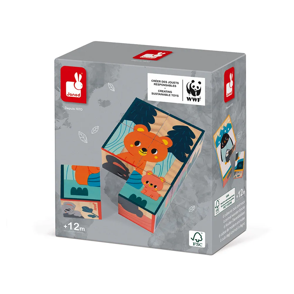 Janod Houten Blokpuzzel 6 dieren