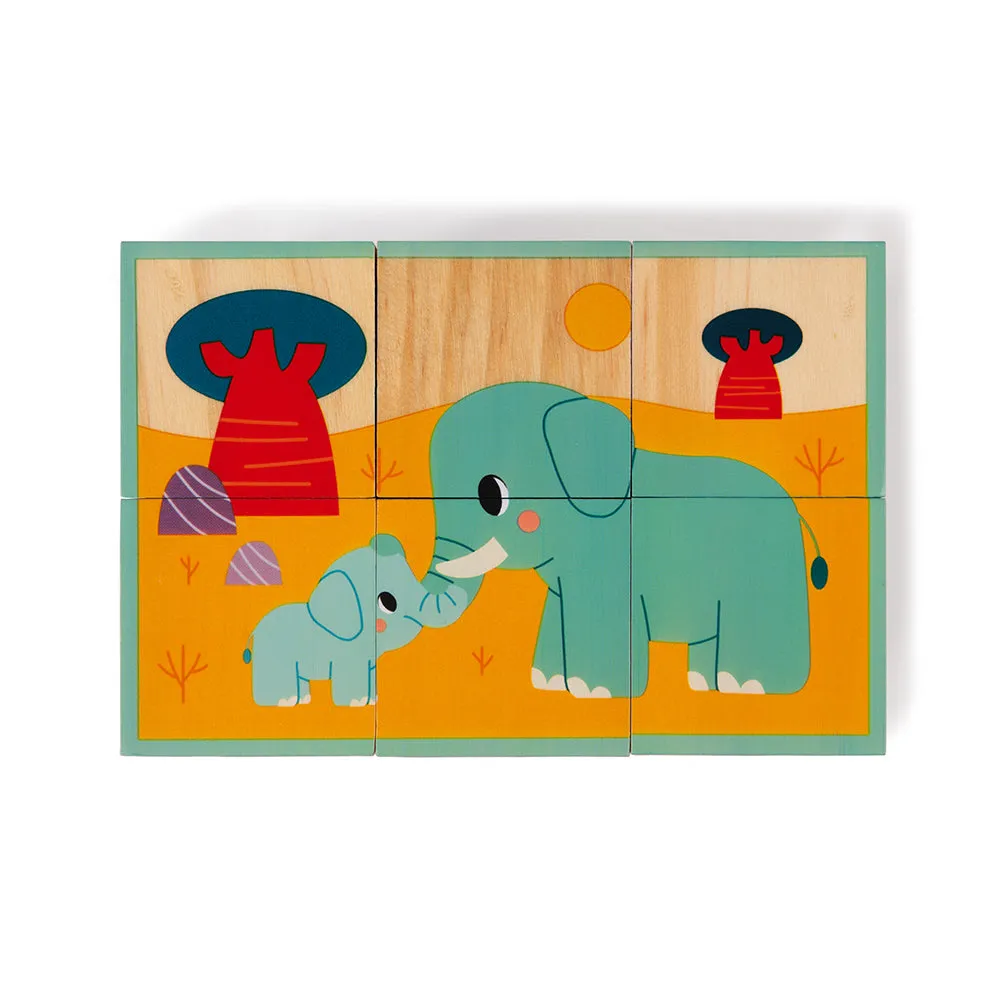 Janod Houten Blokpuzzel 6 dieren
