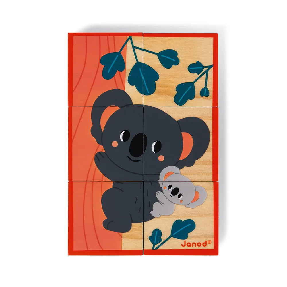 Janod Houten Blokpuzzel 6 dieren