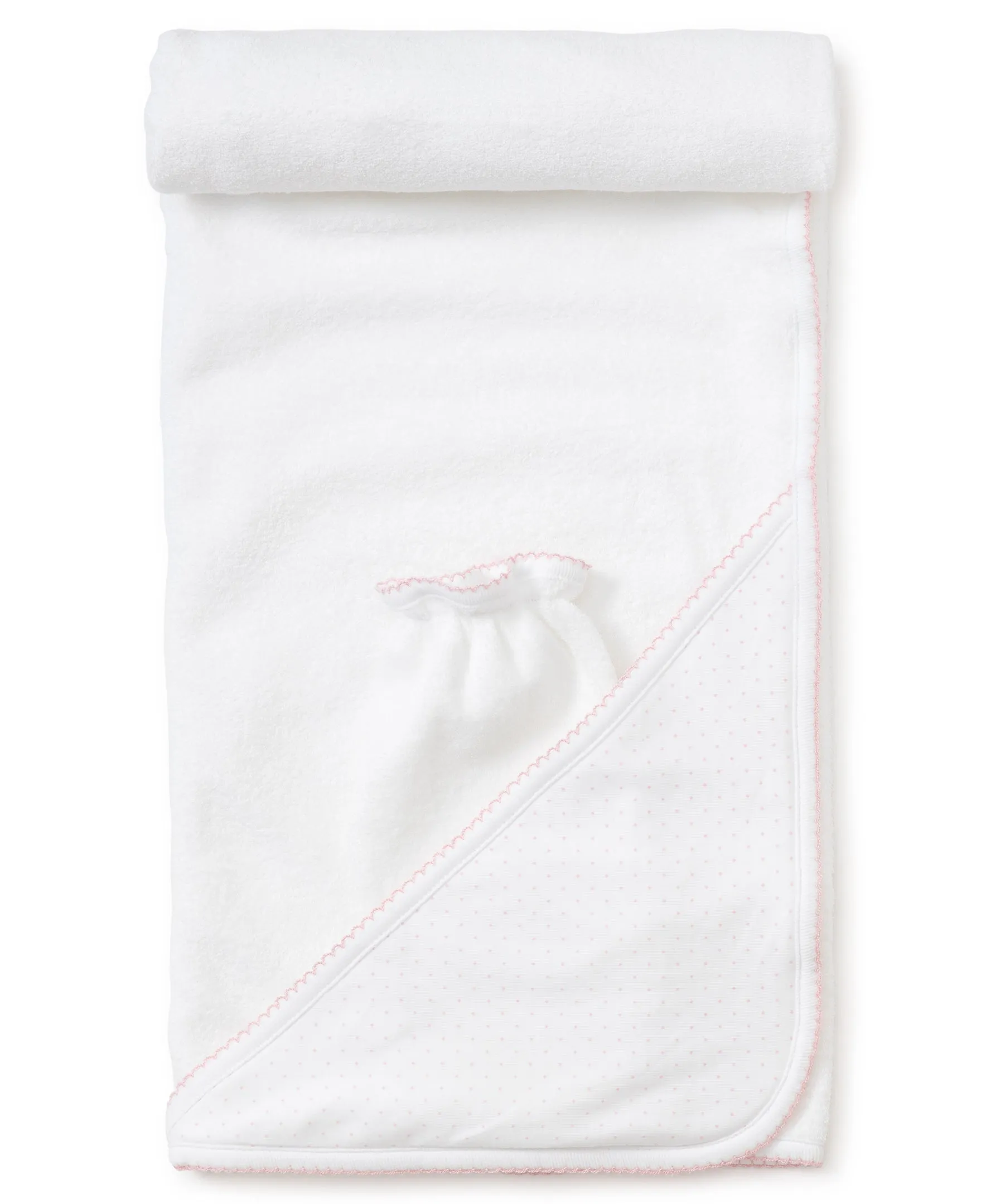Kissy Kissy - Towel   Mitten Set - White with Pink Dots