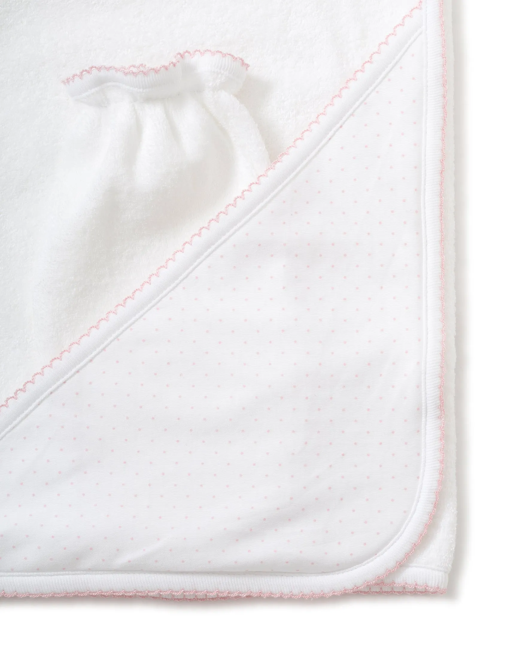 Kissy Kissy - Towel   Mitten Set - White with Pink Dots