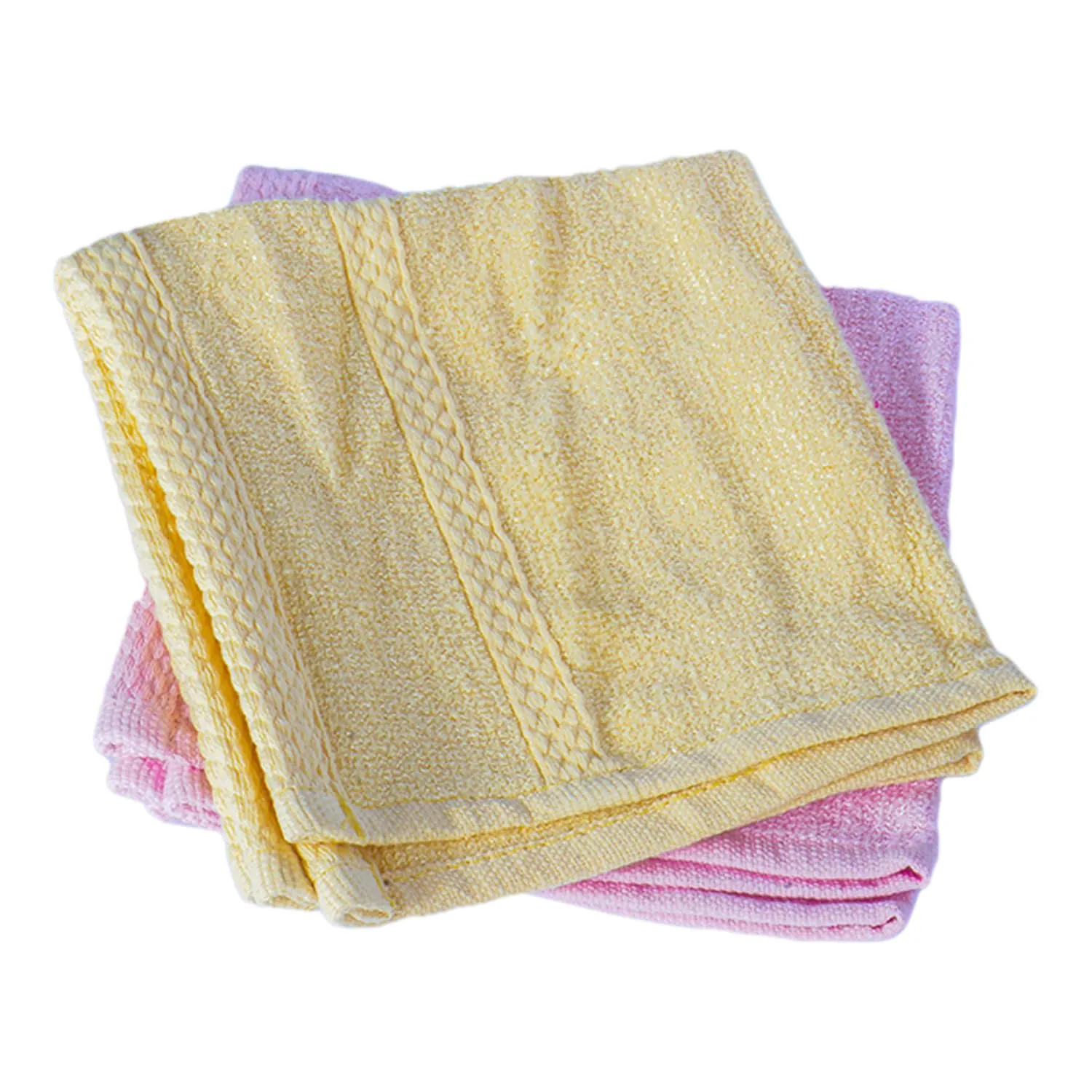 Kuber Industries Bamboo Face Towels |Super Soft, Quick Absorbent & Anti-Bacterial|Gym & Workout Towels|Pack of 2 (Yellow & Pink)