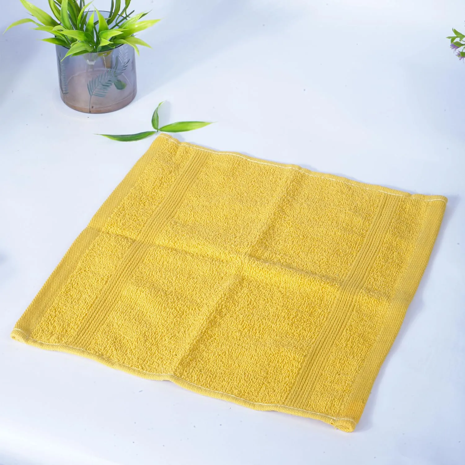 Kuber Industries Bamboo Face Towels |Super Soft, Quick Absorbent & Anti-Bacterial|Gym & Workout Towels|Pack of 2 (Yellow & Pink)