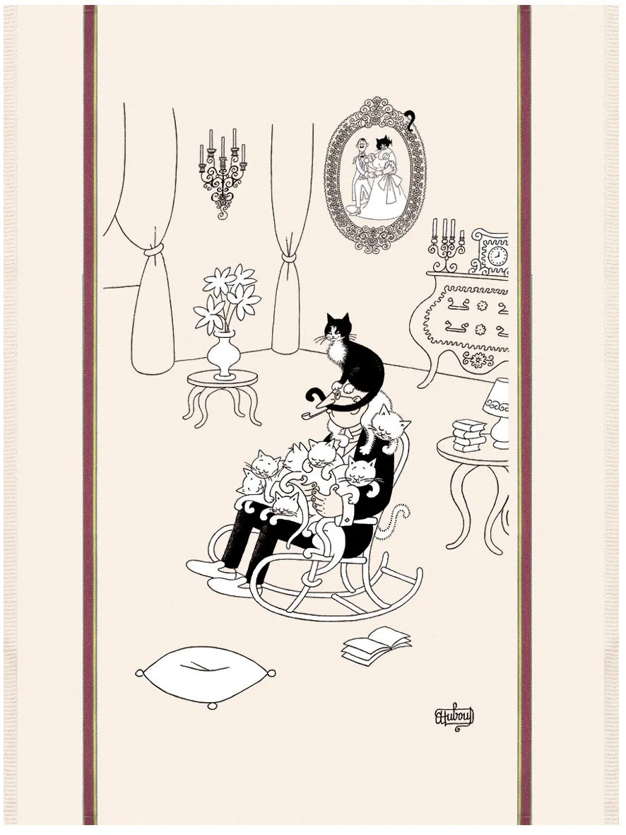 La Sieste (Cat Nap) Dubout Cats Tea Towel