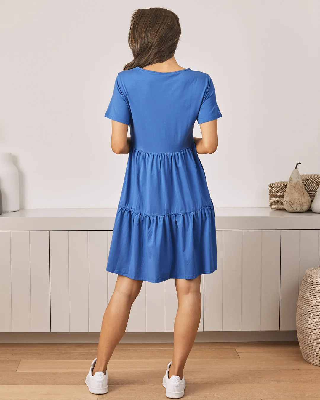 'Lana' Tiered Nursing Dress - Cobalt Blue