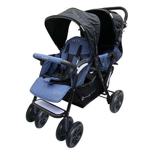 Lucky Baby City Dou™ Plus Twin Stroller - Denim  (1yr local warranty) 