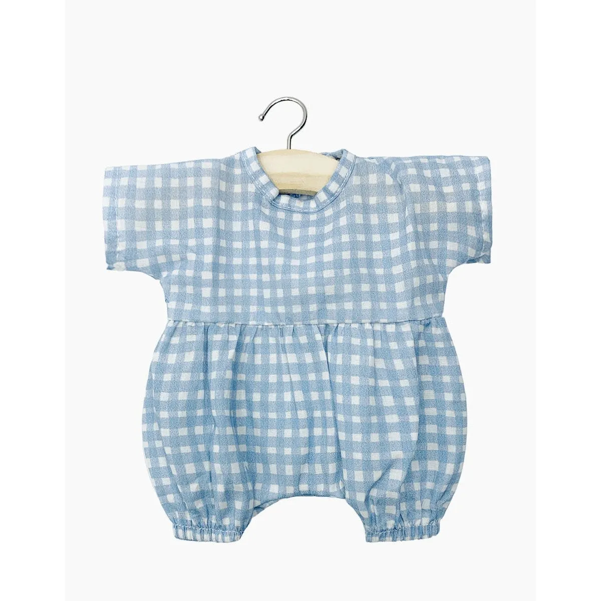 Minikane babies Noa romper in blue gingham cotton