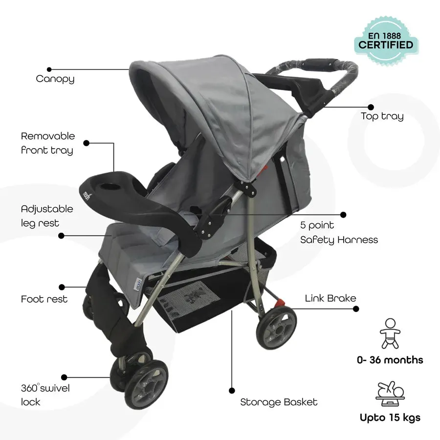 Moon Bezik - One Fold Stroller (Mid Grey)
