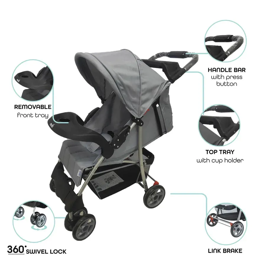 Moon Bezik - One Fold Stroller (Mid Grey)