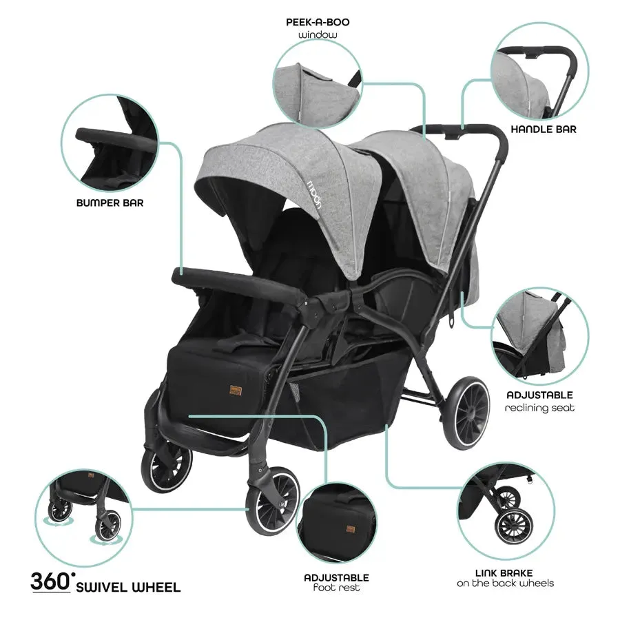Moon Dois Twin Stroller (Grey)