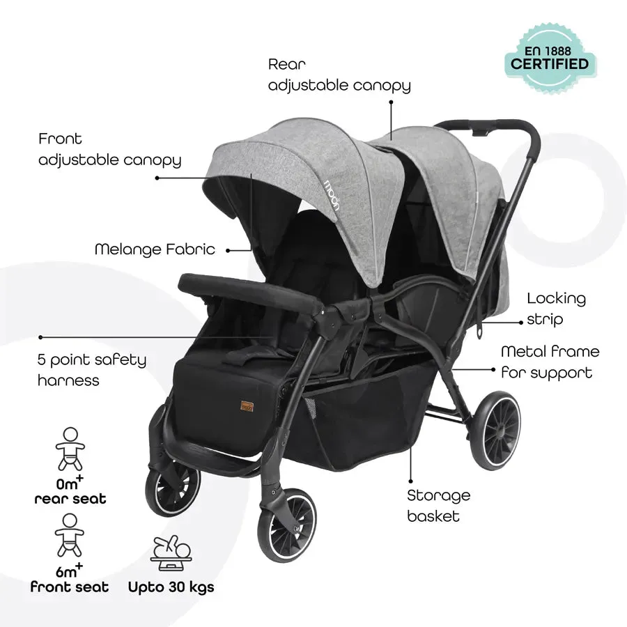 Moon Dois Twin Stroller (Grey)