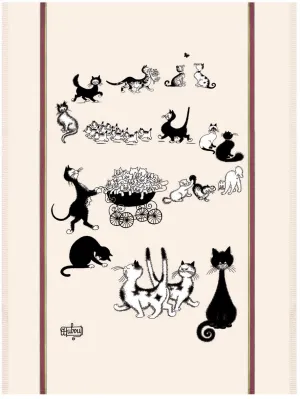 Multi Cats Dubout Cats Tea Towel