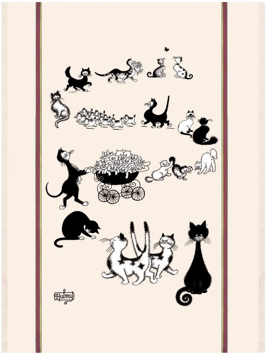 Multi Cats Dubout Cats Tea Towel