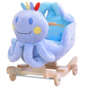Plush Octopus 2 in 1 Rocker with Wheels & Handle