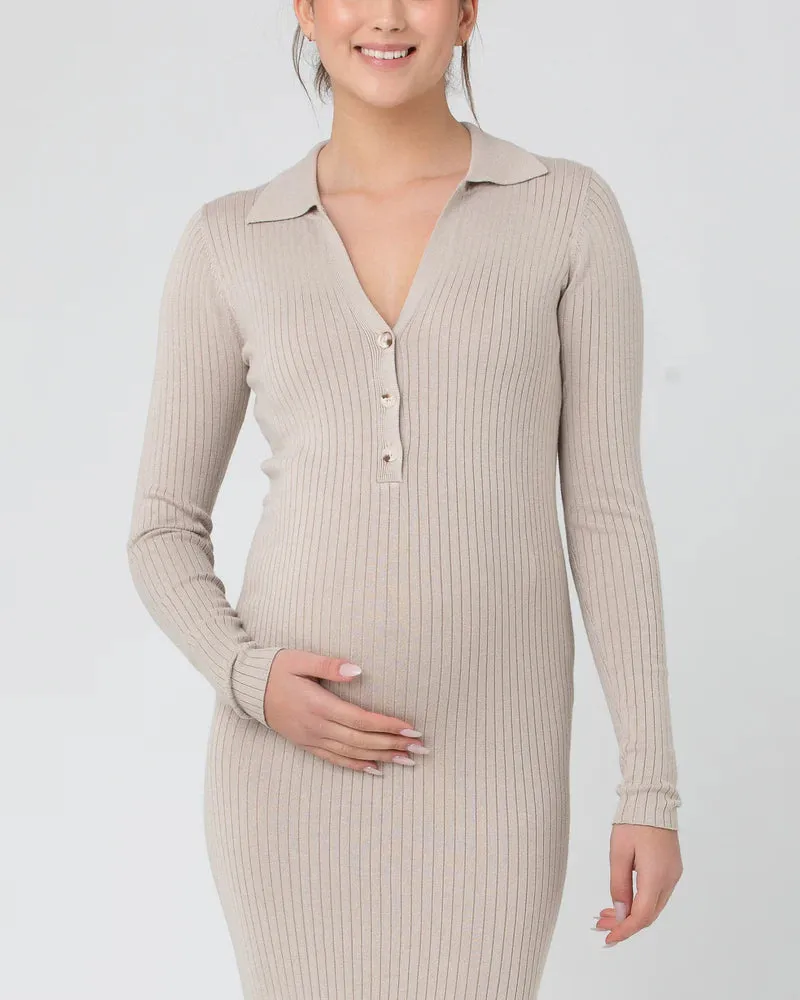 Sammy Knit Polo Dress Stone