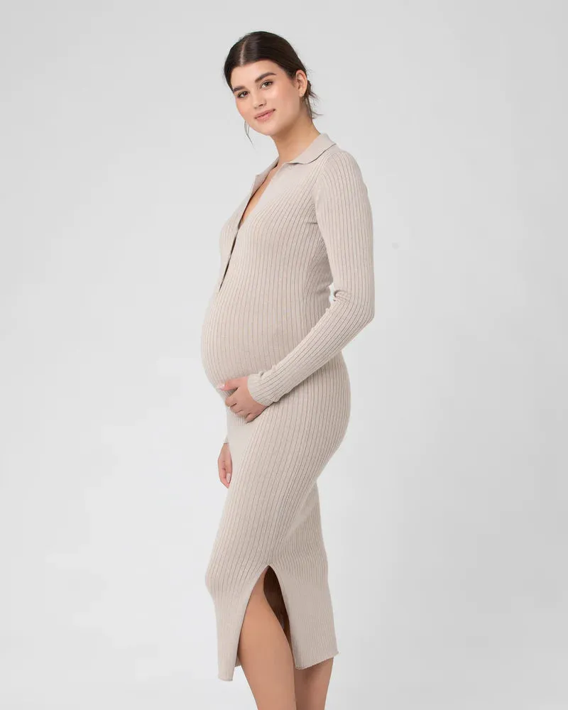 Sammy Knit Polo Dress Stone