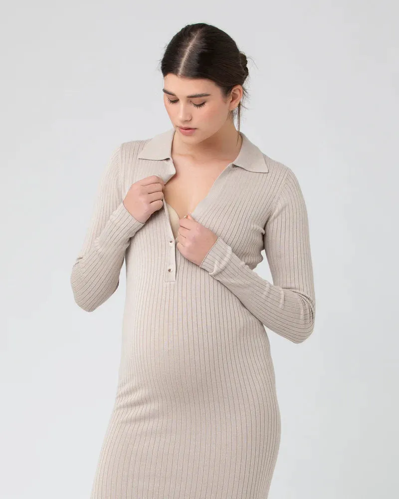 Sammy Knit Polo Dress Stone