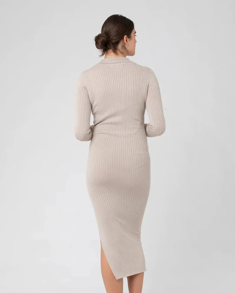 Sammy Knit Polo Dress Stone