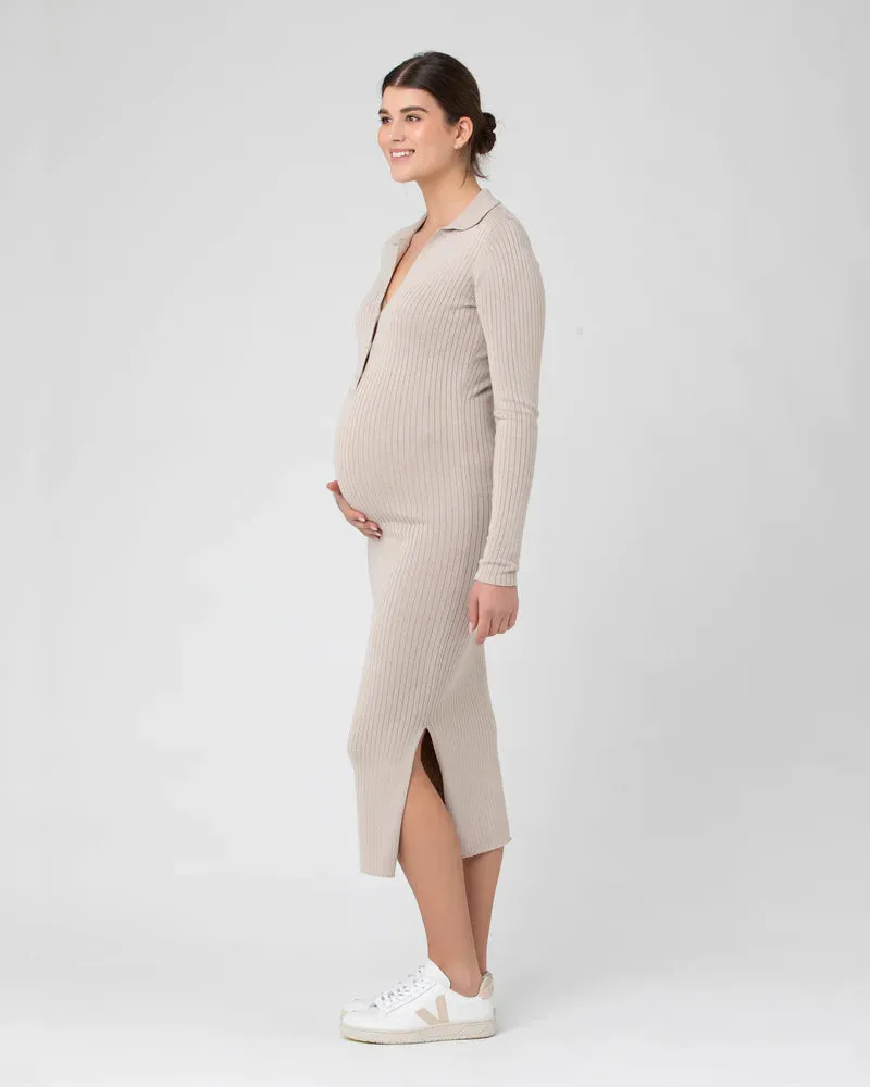 Sammy Knit Polo Dress Stone