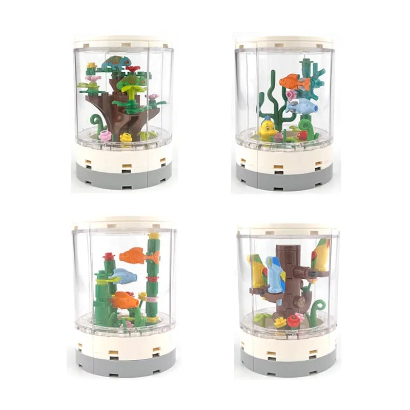 Small Particle Building Block Fish Tropical Animals Tank Compatible MOC DIY Mininatures Model Creative Gift Bricks Kid Toys