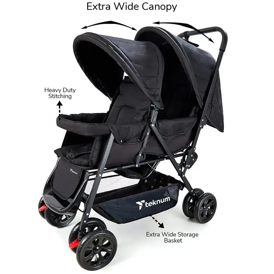 Teknum Double Baby Stroller - Black