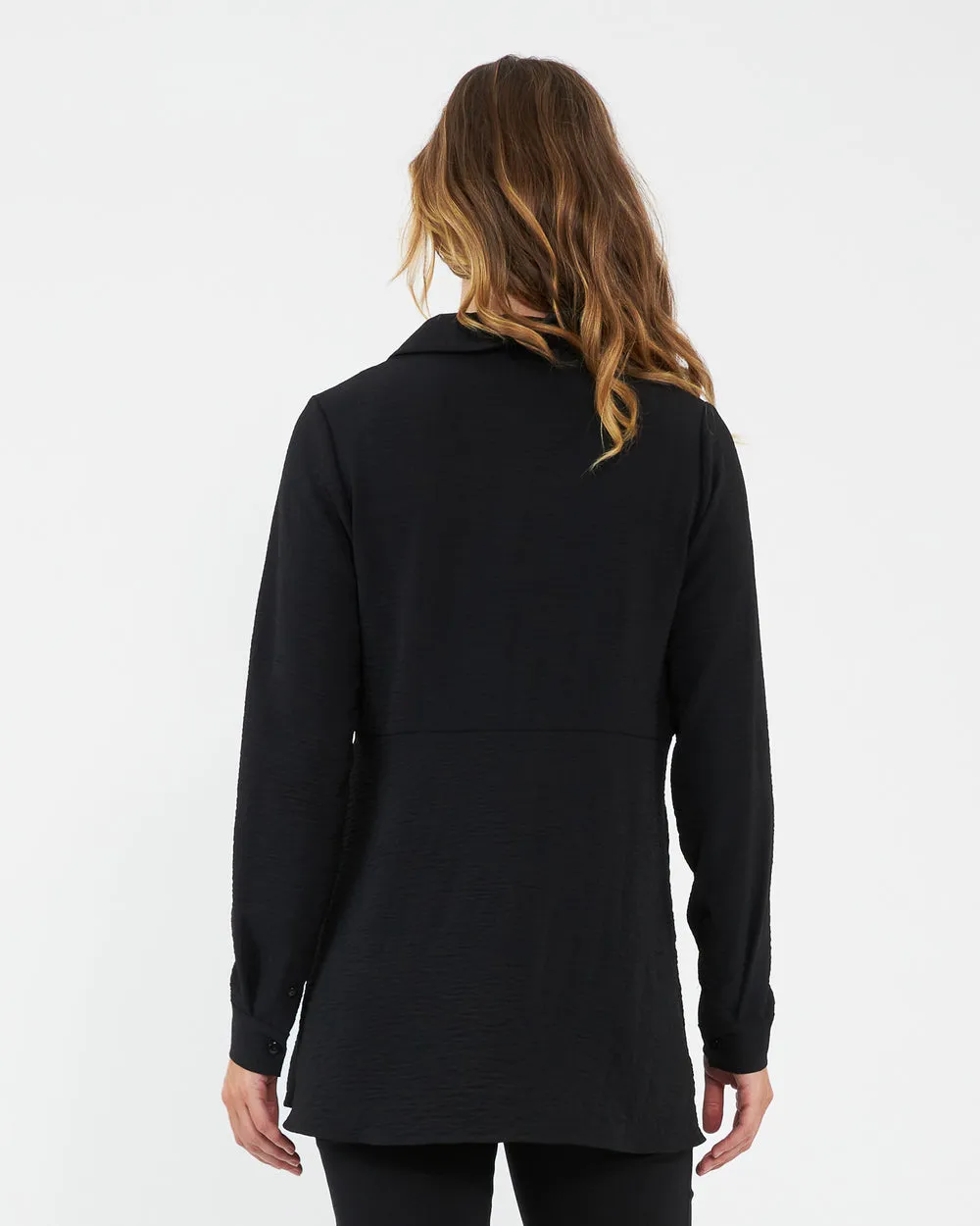 'Tina' Maternity Peplum Shirt - Black