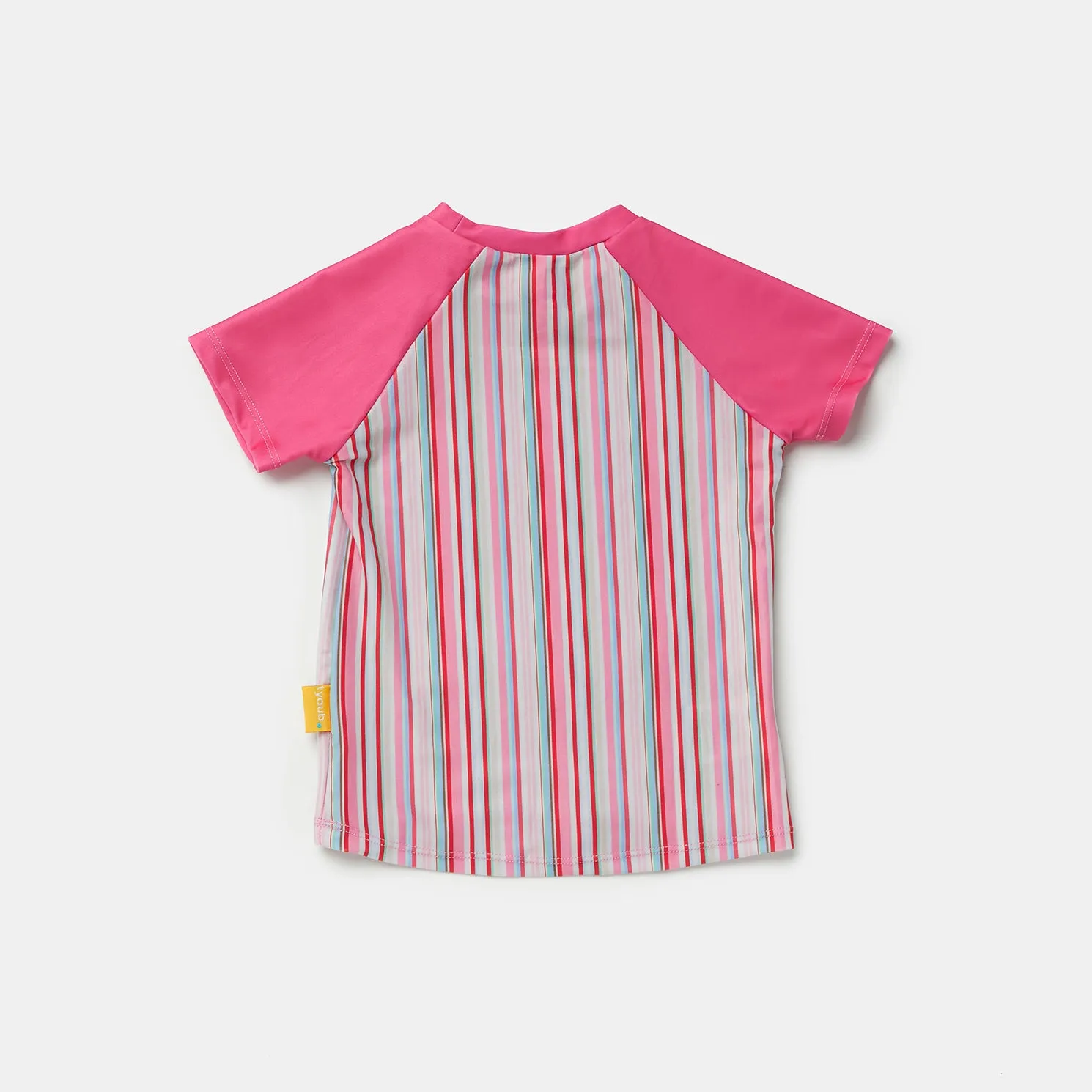 Tyoub Kids Short Sleeve Rash Guard UPF50  Gelato Stripe | Pink
