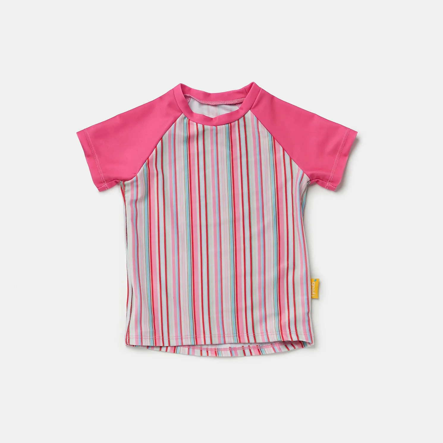 Tyoub Kids Short Sleeve Rash Guard UPF50  Gelato Stripe | Pink