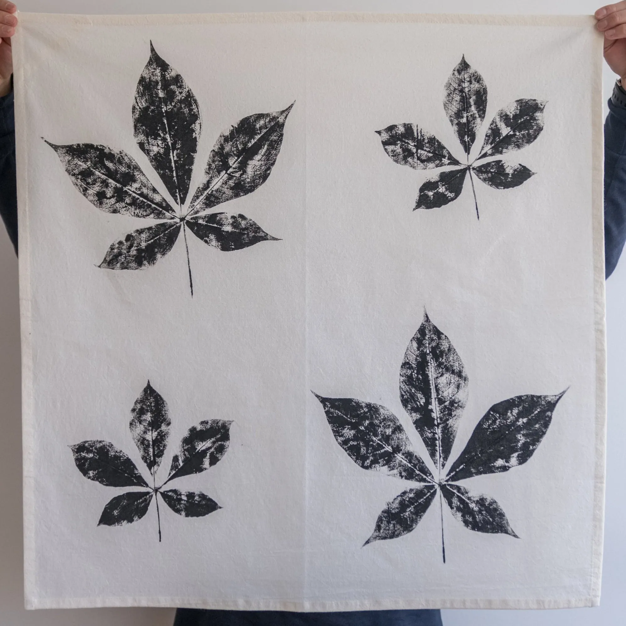 Unbleached 100% Cotton Creeper Leaf Tea Towel in Natural