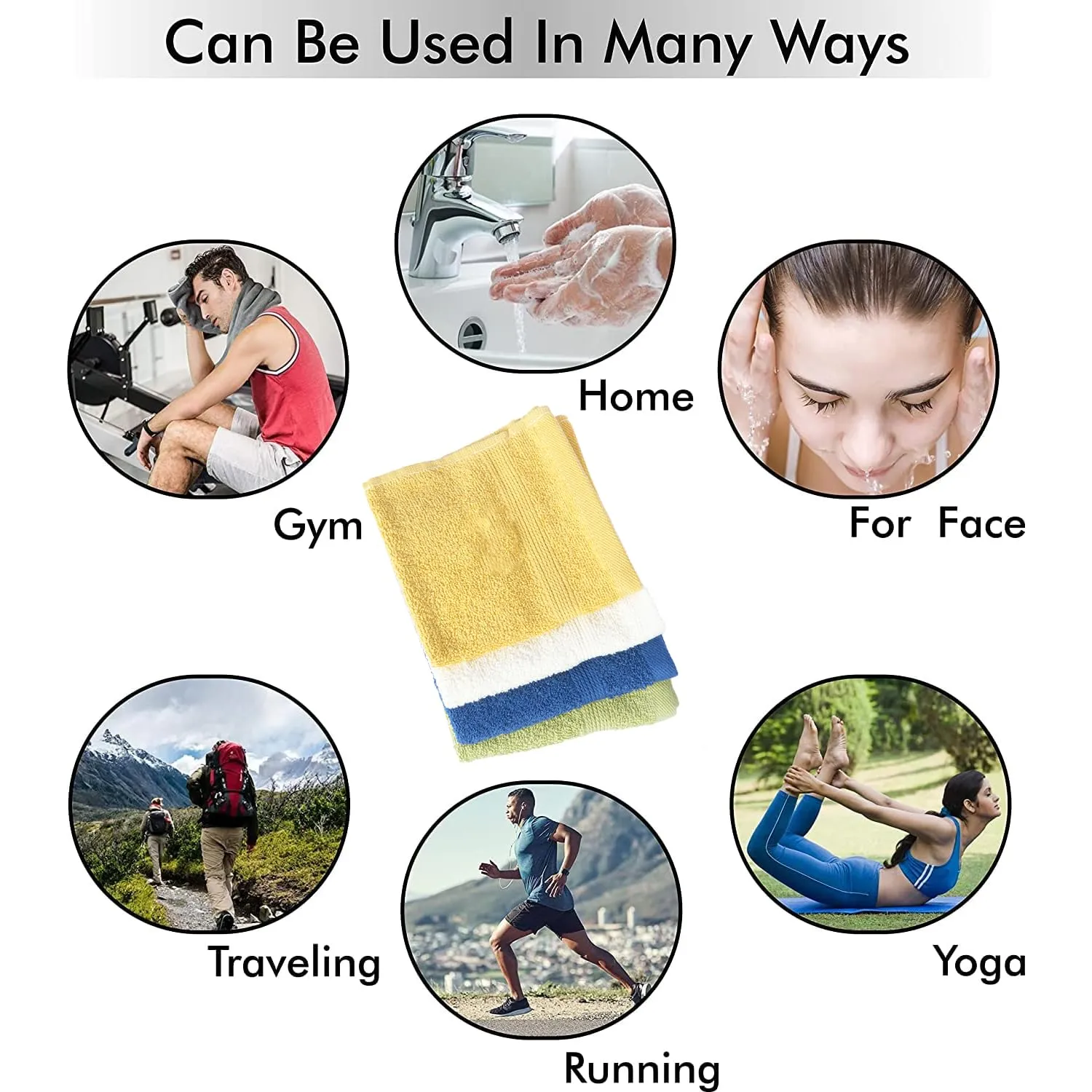 Urbane Home 525 GSM Cotton Face Towels |Super Soft, Quick Absorbent & Anti-Bacterial|Gym & Workout Towels|Pack of 4 (Multicolor)